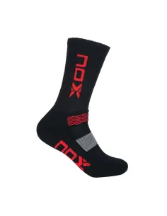 CALCETINES TノCNICOS MEDIA CAムA NOX NEGRO LOGO ROJO VERTICAL CAHMCNLVR