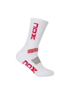 Meias Técnicas de Cano Médio Nox Branco Vermelho